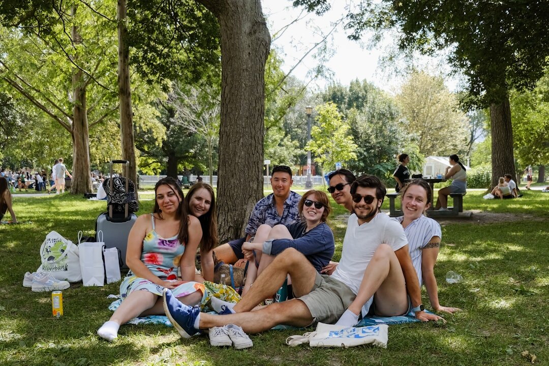 Slovak seniors enjoying a garden picnic together